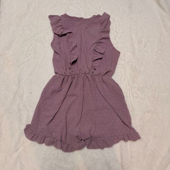 Angashion Mauve Crochet Lace Ruffle Romper XXL Swiss Dot Coquette Cottagecore - Picture 8 of 9